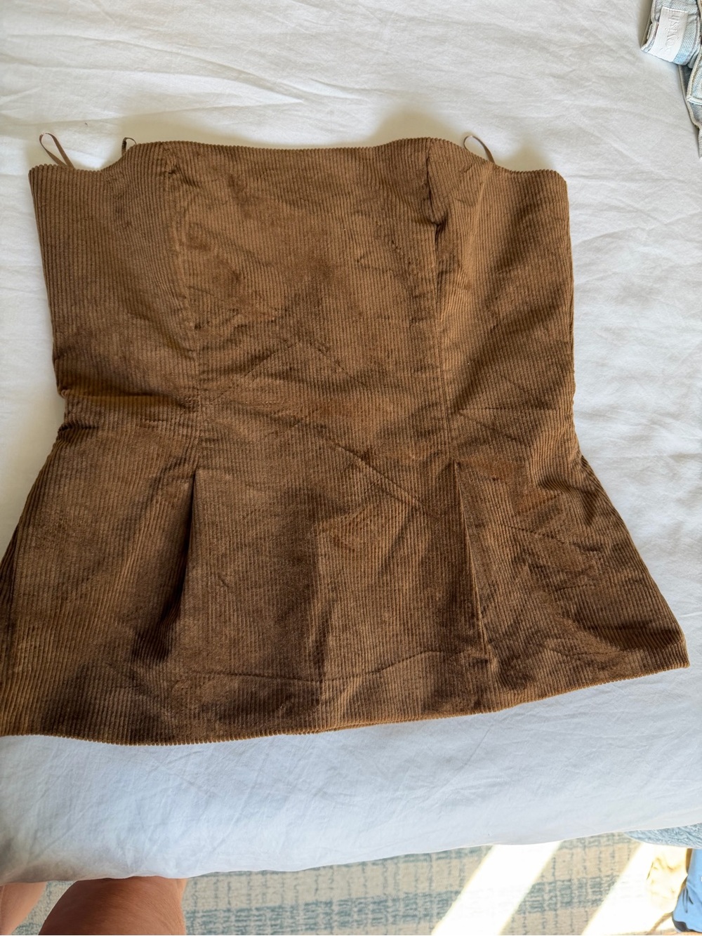 NWOT Zara Corduroy Strapless Peplum top